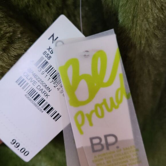 BP Dark Green Plush Oversized Cozy Zip-Up Hooded Jacket NWT Size X-Small-Med - Picture 9 of 13